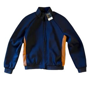 TopMan Sporty jacket Navy and Brown side detail Size Medium